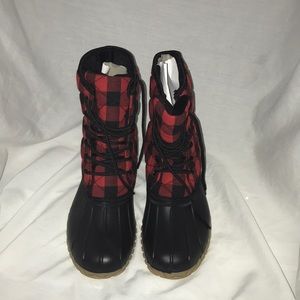 Olivia Miller women’s red flannel duck boots